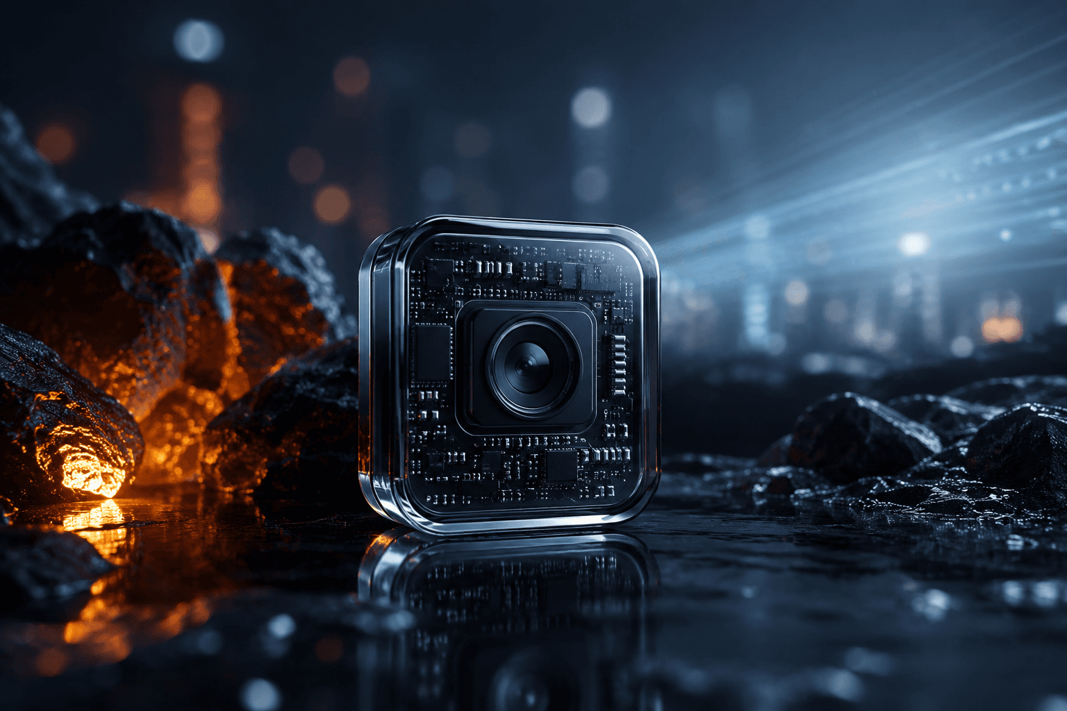 Google Coral-style low-power edge AI camera hardware representing Edge TPU deployments for always-on computer vision.