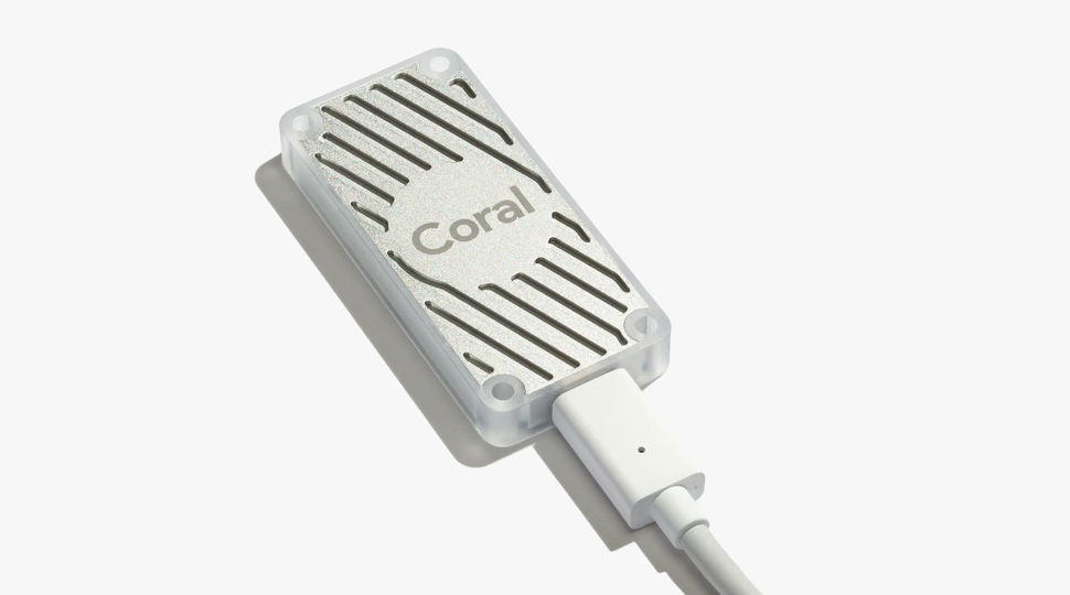 Google Coral USB Accelerator connected by USB-C