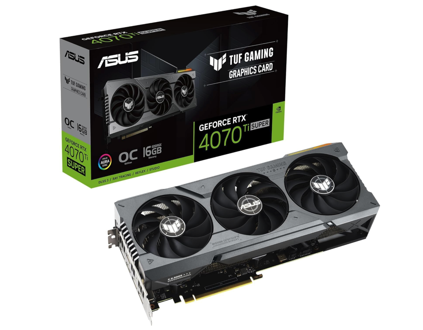 ASUS TUF Gaming GeForce RTX 4070 Ti Super graphics card and retail box